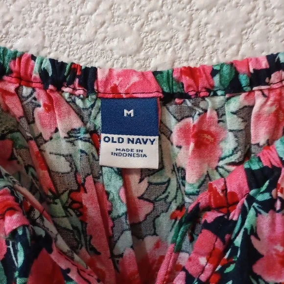 Old Navy Pink and Green Floral Dress, Ladies Summer Dress, Ladies Size Medium - Picture 4 of 5